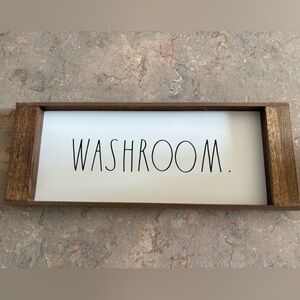 Wooden Washroom Sign with White Background